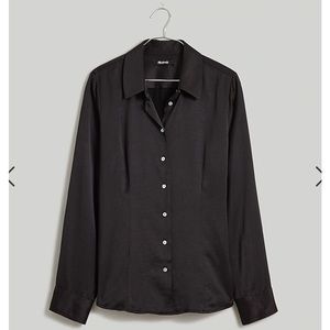 NWT Madewell Black Satin Shirt Sz 10